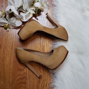 Tan High Heel Platform Pumps - Women's Dress Shoes